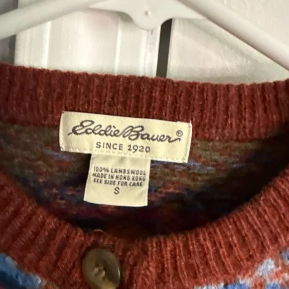 Vintage Eddie Bauer Nordic Cardigan SZ S 100% Lambswool - Picture 5 of 8